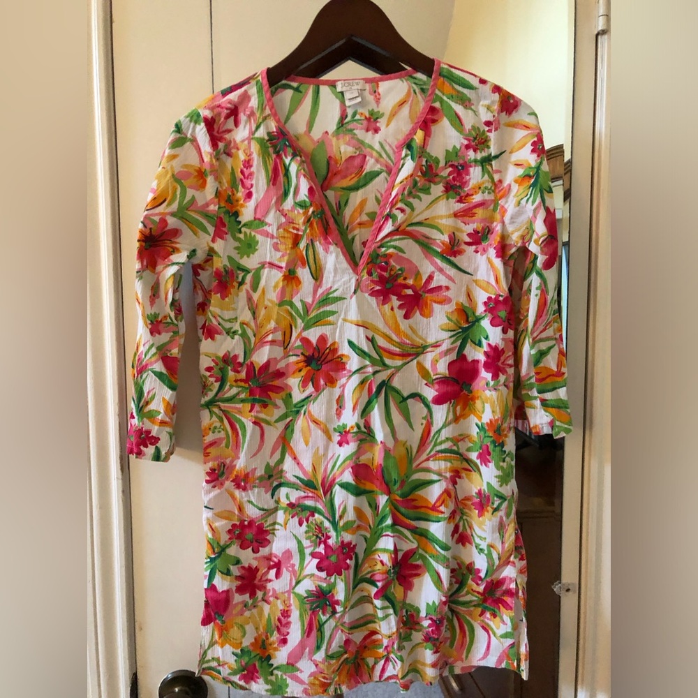 J. Crew Factory 100% Cotton Floral Swimsuit Coverup Size XS